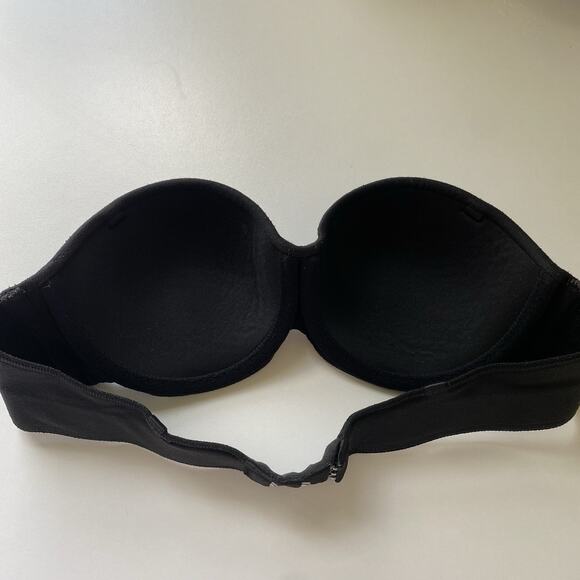 Victoria's Secret Lined Strapless Bra Lightly Padded Black Underwire 34A - Picture 6 of 10